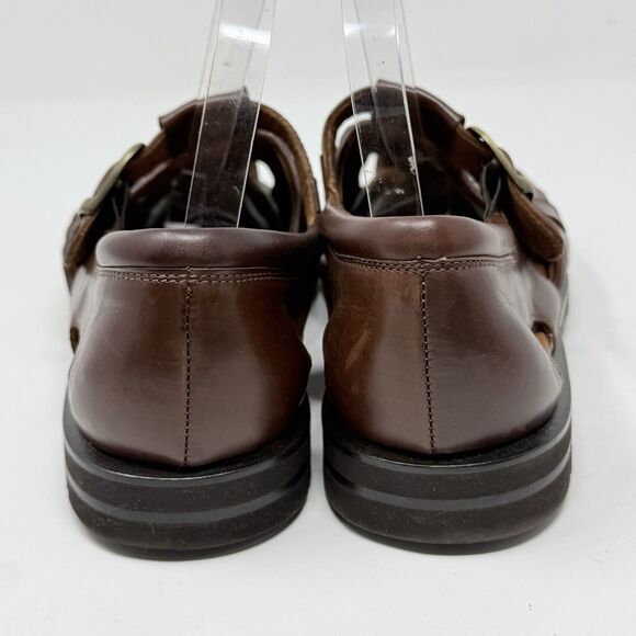 Allen Edmonds Tivoli Fisherman Sandals Mens 8 D Brown Woven Leather Vibram Soles